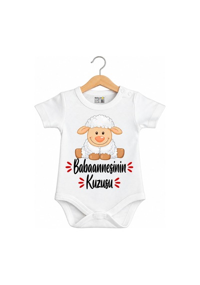 Babylimon Babaannesinin Kuzusu Yazılı Baskılı Bebek Zıbını Beyaz - 936542289 Beyaz
