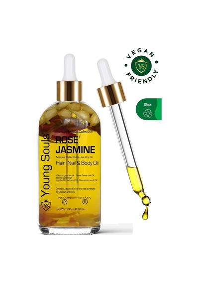 Aromatherapy Rose Jasmine Multi Use Gül Yasemin Yüz Saç Tırnak & Vücut Bakım Kuru Yağ 100 Ml 285 ML