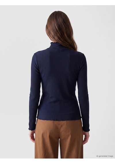 Lcw Modest Lacivert Dik Yaka Kadın Fitilli Body