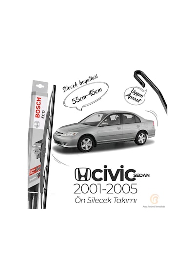 Honda Civic Sedan Ön Silecek Takımı 2001-2005 Bosch Eco