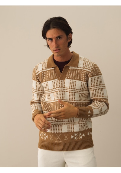 Xint Camel Lüks Pamuk Dokulu Regular Fit Kazak 801760
