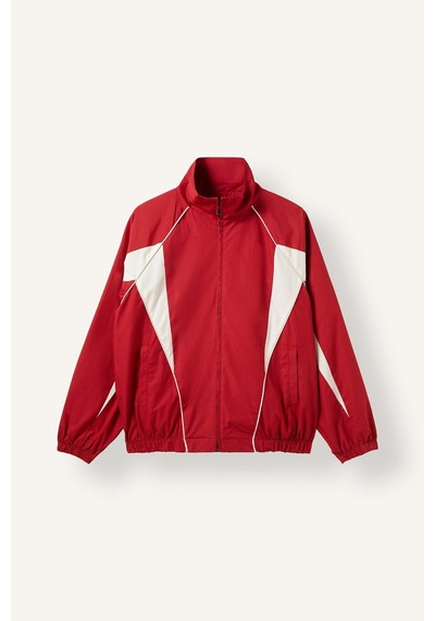 Defacto Oversize Dik Yaka Blok Detaylı Poplin Ceket I5563ax26aurd328 Kırmızı-rd328