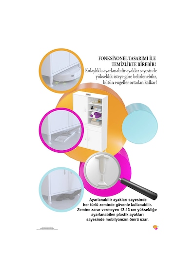 Afra 75 Cm 3 Kapaklı 10 Raflı Ve Çekmeceli Çok Amaçlı Banyo Dolabı Beyaz Afra 75 Cm 3 Kapaklı 10 Raflı Ve Çekmeceli Çok Amaçlı Banyo Dolabı Beyaz