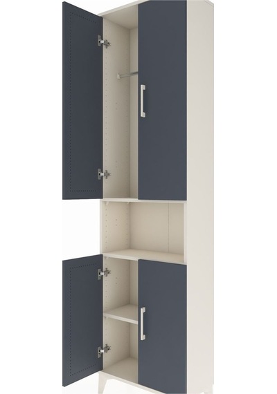 Arges Dolap 3 Raflı 4 Kapaklı Tek Askılı 60x30x221 Aytaşı-antrasit Aytası