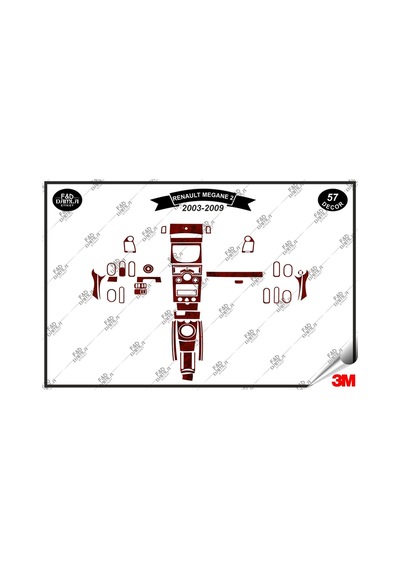 Renault Megane 2 Dijital 2003-2009 Torpido Konsol Trim Göğüs Maun Kaplama Set 57 Parça Maun