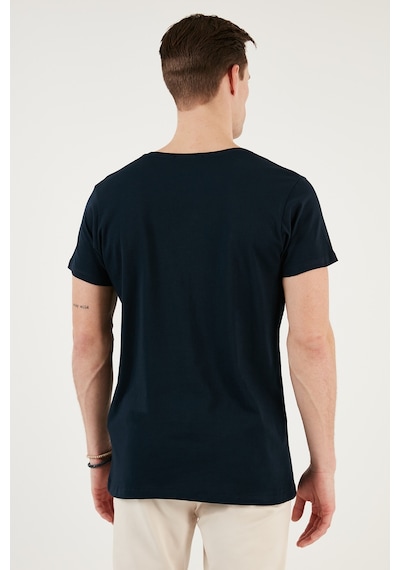 Buratti Bisiklet Yaka Pamuklu Slim Fit Erkek T Shirt 541Rework Lacivert