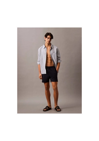 Calvin Klein Erkek Regular Fit Yanları Logo Şeritli Lacivert Deniz Şortu-16177