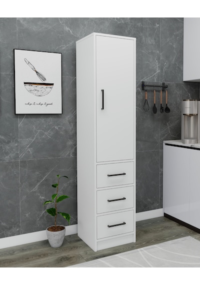 Modera Çok Amaçlı Dolap 3 Çekmeceli Kapaklı Modern Saklama Dolabı, Mutfak Banyo Dolabı, Beyaz Beyaz Modera Çok Amaçlı Dolap 3 Çekmeceli Kapaklı Modern Saklama Dolabı, Mutfak Banyo Dolabı, Beyaz Beyaz