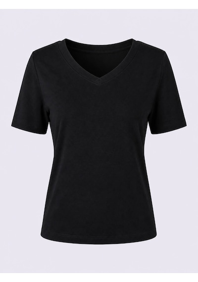 Trender V Yaka Siyah Kadın T-shirt 1066