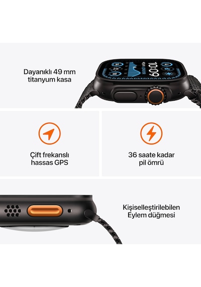 Apple Watch Ultra 2 GPS + Cellular 49 MM Titanyum Kasa Titanyum Milano Loop Small Akıllı Saat (Apple Türkiye Garantili)
