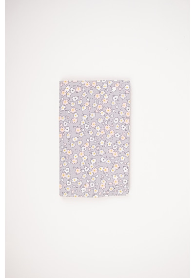 Kitap Kılıfı Kumaş Kitap Koruyucu A5 Defter Ve Kitap Uyumlu Gri Çiçekli