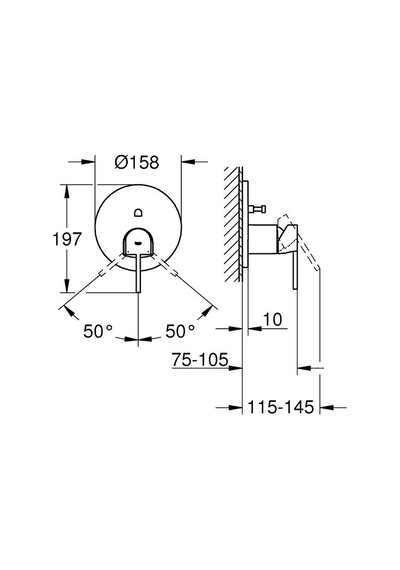 Grohe Plus Ankastre Banyo Duş Bataryası 2 Çıkışlı Divertörlü- 240 Krom
