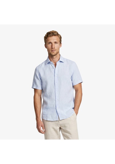 Nautica Erkek Mavi Regular Fit Kısa Kollu Keten Gömlekdüzw65100t