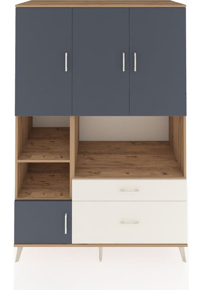 Kronos Dolap 7 Raflı 2 Çekmeceli 5 Kapaklı 132x59x195 Çam-ant... Çam