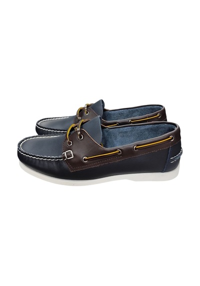 King Paolo King Shoes Lacivert Kahve Tımbırlant Erkek Ayakkabı