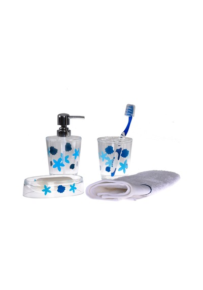 BENEKLİ DESEN 3 LÜ BANYO SETİ AKRİLİK Şeffaf