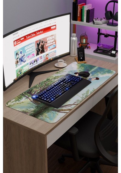 Ateşböceklerinin Mezarı Anime V1 - 90x40 Xxl Gaming Kauçuk Kaymaz Taban Mouse Pad Fare Altlığı