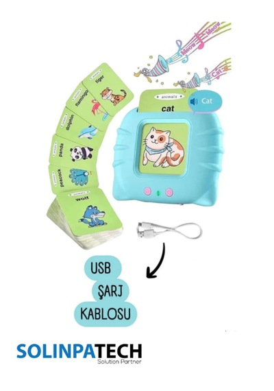 Mavi İngilizce Sesli Flash Eğitici Oyuncak Aktivite Kartları 112 Kart 224 Kelime