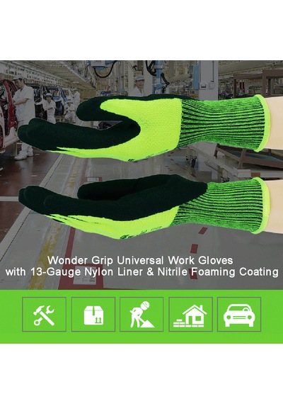 Wonder Grip Evrensel İş Eldivenleri 13-gauge Naylon İç Taban Ve Nitril Köpük Kaplama Aşınmaya Dayanıklı Bahçıvan Eldivenleri