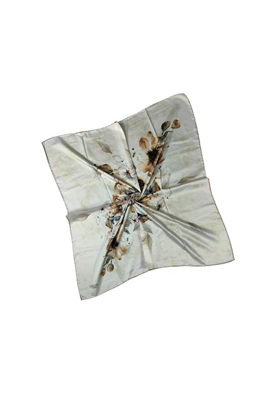 Mim Eşarp Emilya Rayon Çiçek Desenli Eşarp 90x90 Cm Bej - Kahve