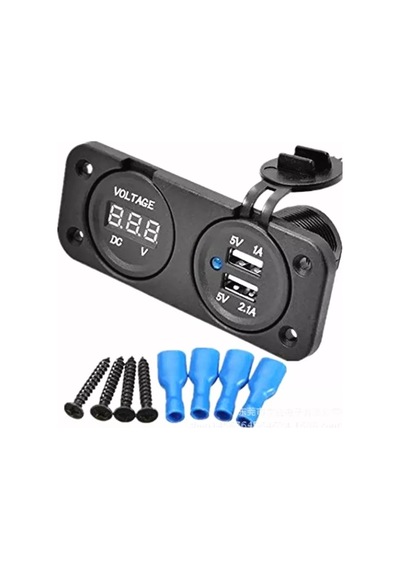 Usb Şarj Cihazı 1a 2.1a Dijital Voltmetre 12v 24v Pano Tip Şarj Söketi