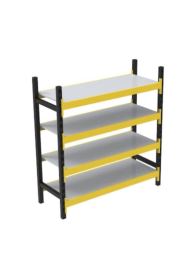 4 Katlı Tekli Midi Rack - Ekonomik Depo,arşiv, Kiler Rafı Siyah-turuncu-35x150 Cm-100 Cm Çok Renkli
