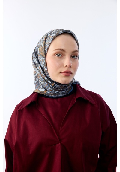 Mirsoy Scarf Rana Etnik Desen Eşarp Mavi