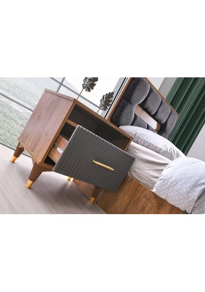 Asos Mdf Komodin Antrasit - Ceviz