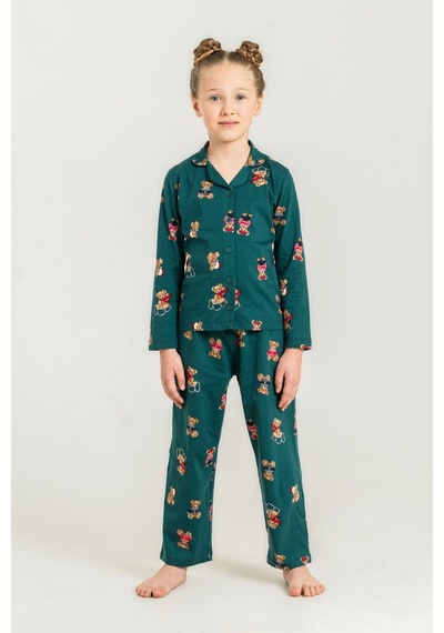 Rolypoly Anne Kız Winter Bear Yeşil Gömlek Pijama Takımı Rp3919-a-v1 Rp3919-a-v1