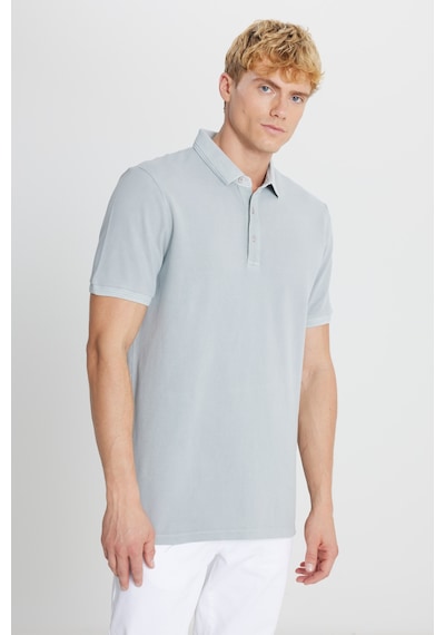 AC&Co / Altınyıldız Classics Erkek Grı %100 Pamuk Slim Fit Dar Kesim Polo Yaka Tişört Gri