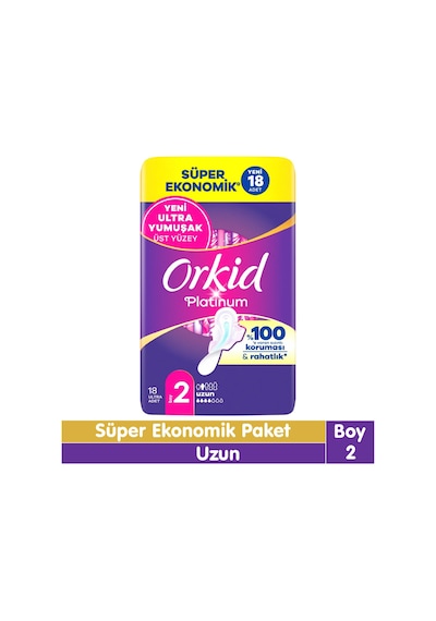 Orkid Platinum Uzun Ped Süper Ekonomik Paket 18 Adet