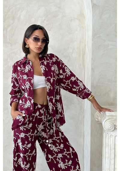 Verymoda Nakışlı Gömlek F1951 Bordo