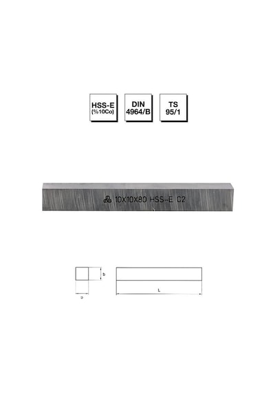 Mte Makina Takım 8x8x80 Mm Hss - E %10co Dın 4964/b Kare Kesitli Torna Kalemi - B00400808080