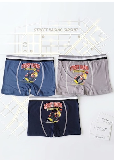 Stsahra Erkek Çocuk Renkli Pamuklu Boxer 3 ' Lü Paket Karışık Çok Renkli