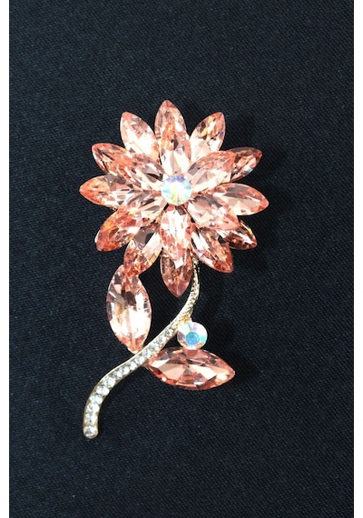 Manevi Huzurun Simgesi Lotus Çiçeği Broş Kristal Taşlı Gold Çiçekli Kadın Yaka İğnesi Çok renkli