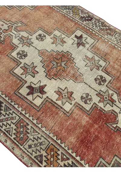 El Dokuma Eskitme Ortaköy Halısı 112x230 Vintage Yolluk Halı Kiremit