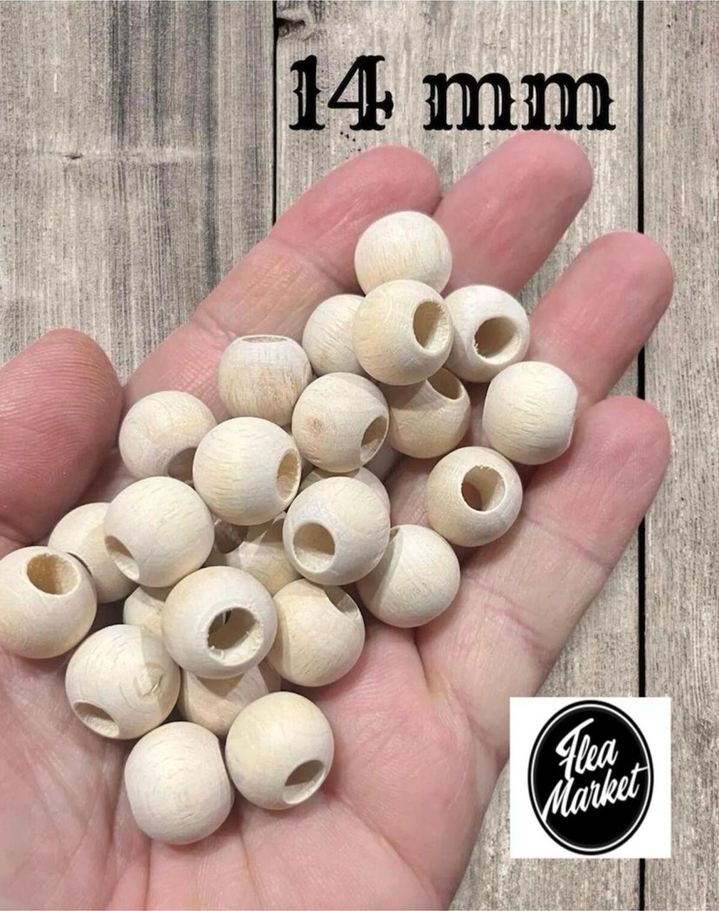 14 Mm Ham Ahşap Boncuk - 50 Adet