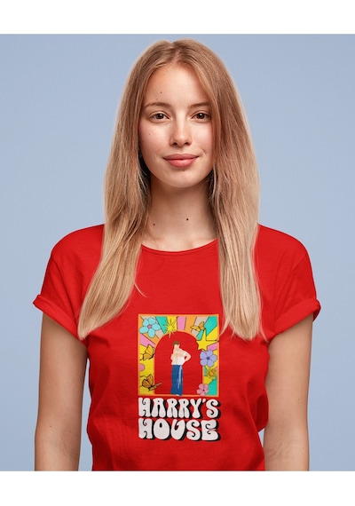 Noıssey Harry Styles - Harry's House Tasarımlı Standart Kalıp Unisex Kırmızı T-shirt