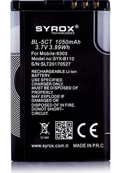 Syrox SYX-B110 Nokia BL-5CT 6303 Batarya Pil