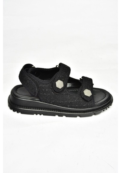Fox Shoess267122004 Siyah Kumaş Kadın Sandalet Siyah