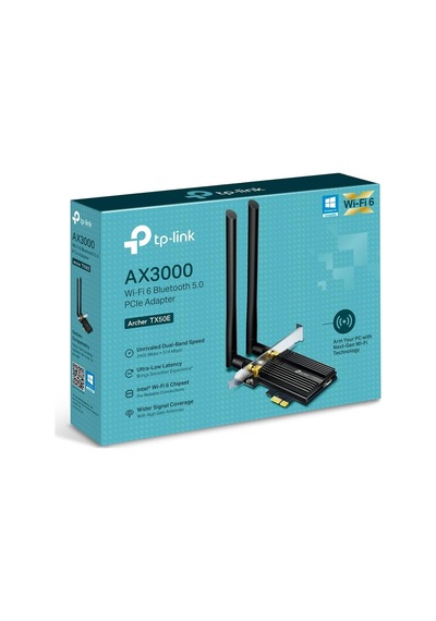 Archer Tx50e, Ax3000 Mbps Wi-fi 6 Bluetooth 5.0 Pcıe Ağ Kartı, İki Anten, 1024-qam,ofdma Ve 160 Mhz Bant Genişliği,
