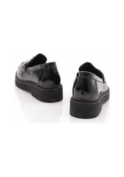 Dgn 1072-1-083 Kadin Aksesuarli Loafer Ayakkabi SIYAH RUGAN