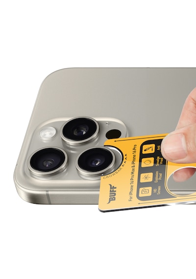 Buff Apple Uyumlu iPhone 16 Pro Max / 16 Pro Titanyum Lens Koruyucu Gray