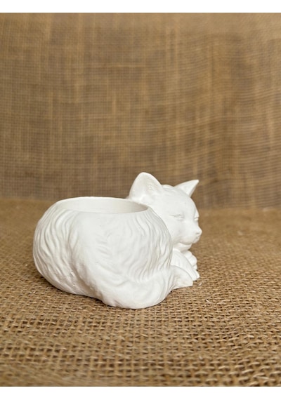 Kedi Dekoratif Kaktüs Ve Sukulent Saksısı, El Yapımı Minimalist Ev Dekoru, Masa Dekoru