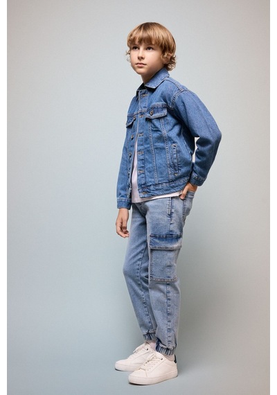 Defacto Kargo Cepli Jogger Fit Jean Pantolon Erkek Çocuk C4601a826aube394 Mavi-be394