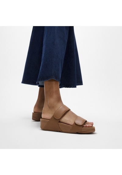 Roncato 592 Light Tan Terlik Kadın Diğer Fv6-090 / 592 Fitflop Lulu Adjustable Leather Slides Kızıl Kahve