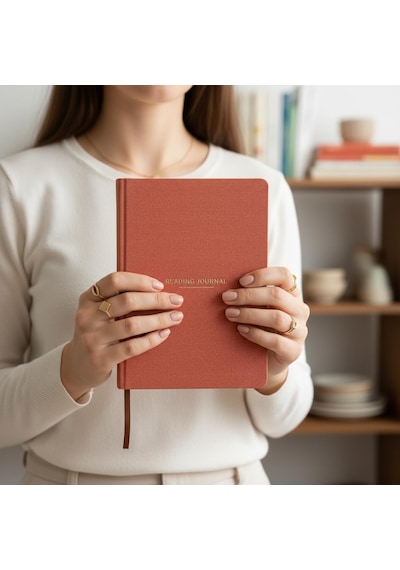 Okuma Günlüğü A5 Sert Kapa Klı Reading Journal, 100 Kitap İncelemesi, Günlük Okuma Takibi Kiremit