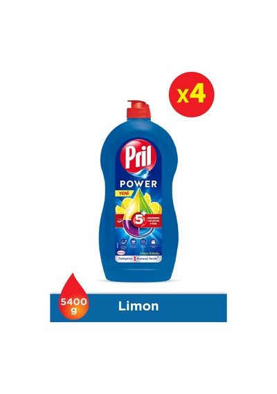 Pril Power Limon Kokulu Sıvı Bulaşık Deterjanı 4 x 1350 G