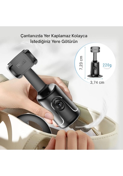 Etashop Akıllı 360 Yüz Takipli Telefon Gimbal Standı Otomatik Döner Tripod Başlığı, Şarjlı Vlog Lıv