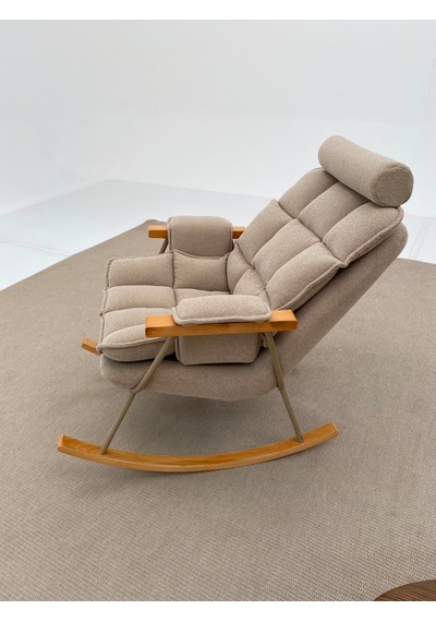 Ortopedik Başlıklı Sallanır Berjer Emzirme Tv Ve Dinlenme Koltuğu Bej